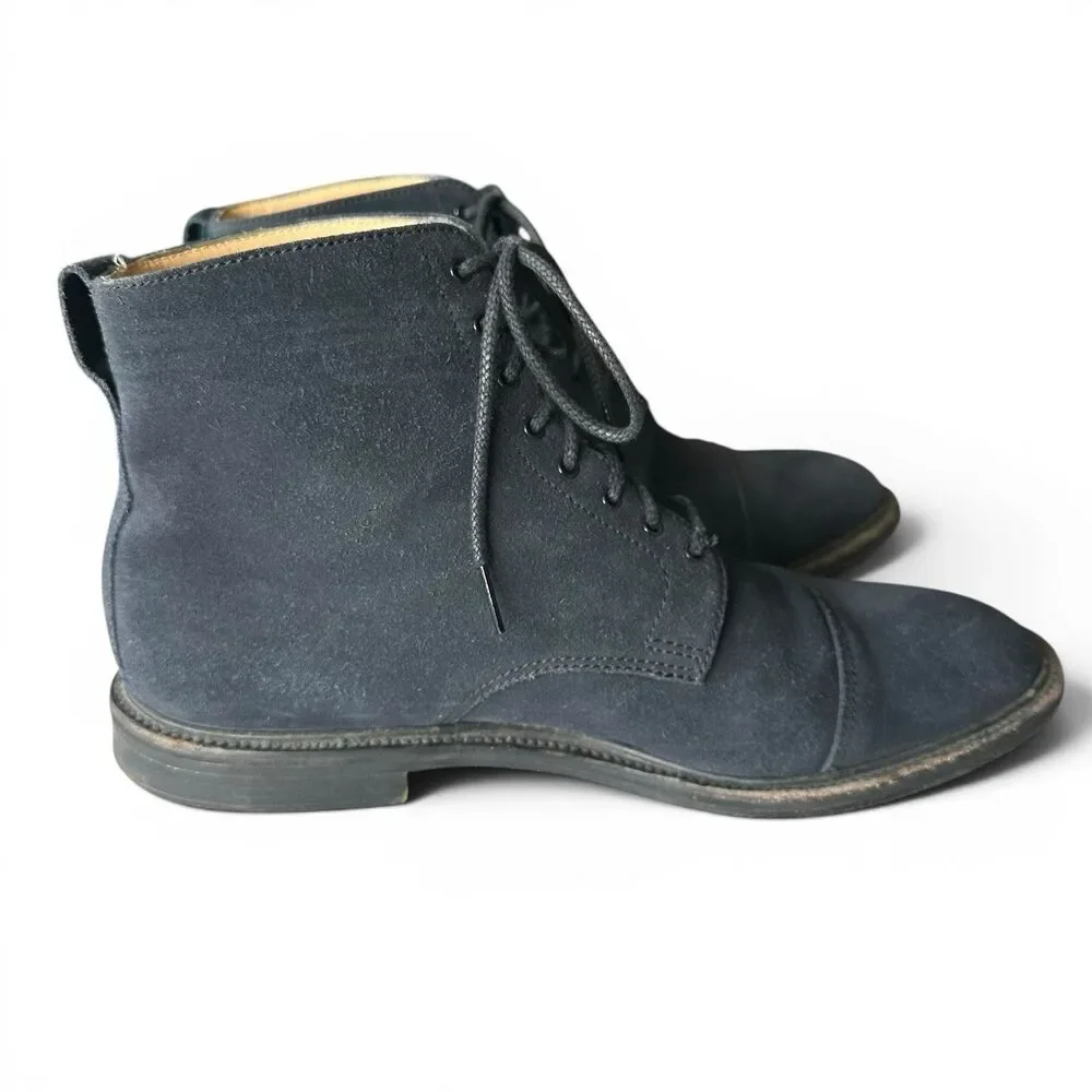 Alfred Sargent x J. Crew Men's UK 9.5 / US 10 Blue Suede Cap Toe Boots England